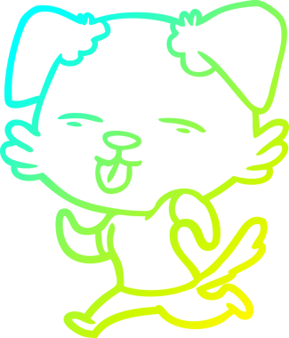 Bir insanın çizdiği dili dışarı çıkaran bir köpeğin çizgi film çizimi.