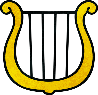 Bir insan tarafından çizilmiş altın arpın retro grunge desen karikatürü