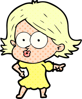 Çizgi film kızı somurtuyor bir insan tarafından