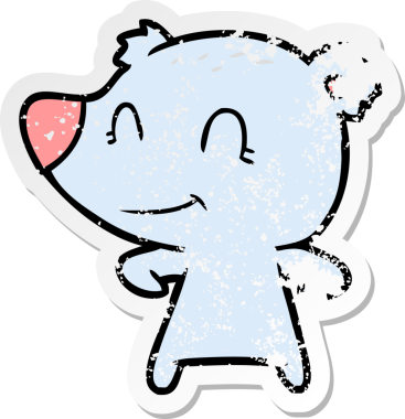 Bir insan tarafından çizilmiş dost canlısı bir ayı çizgi filminin sıkıntılı çıkartması.