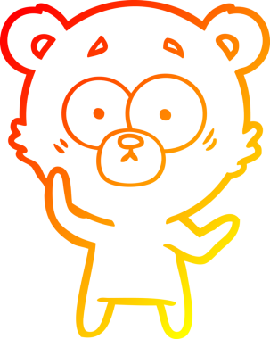 Bir insan tarafından çizilmiş bir ayı çizgi filminin sıcak gradyan çizimi