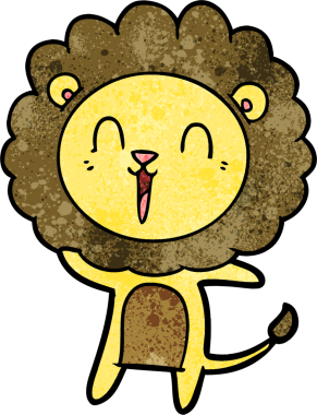 Bir insan tarafından çizilmiş gülen aslan çizgi filmi.