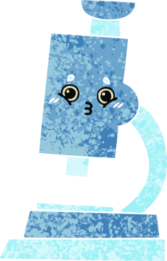 Bir insan tarafından çizilmiş mikroskobun retro illüstrasyon tarzı karikatürü