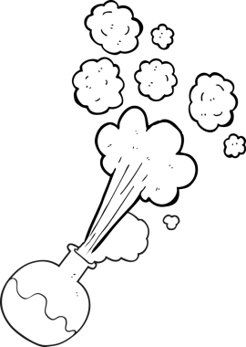 Bir insan tarafından çizilmiş siyah beyaz karikatür kimyasal reaksiyonu