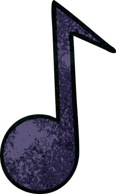 Bir insan tarafından çizilmiş müzikal notanın retro grunge desen karikatürü