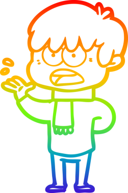 Bir insan tarafından çizilmiş endişeli bir çizgi film çocuğunun çizimi.