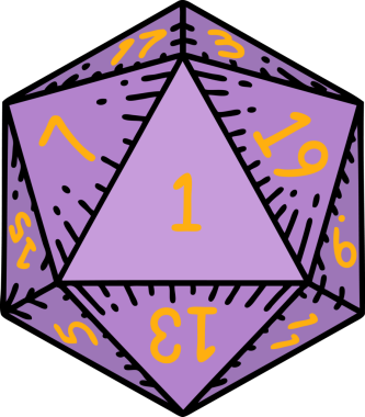 Retro Dövme Biçimi Doğal 1D20 zar bir insan tarafından çizildi