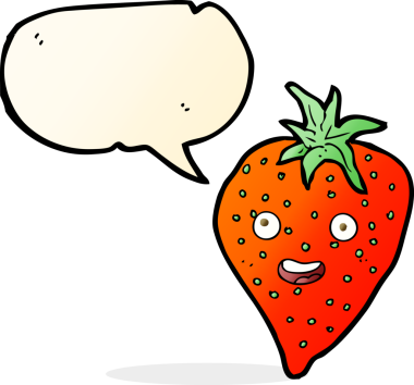 bir insan tarafından çizilmiş konuşma baloncuklu karikatür çileği