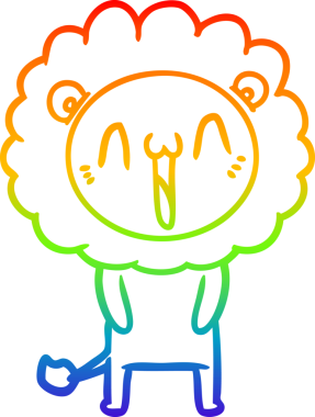 gökkuşağı gradyanı çizimi bir insan tarafından çizilmiş mutlu bir karikatür aslanı