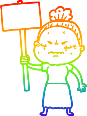 Gökkuşağı gradyan çizgi çizimi bir insan tarafından çizilmiş yaşlı bir kadın tarafından rahatsız edildi