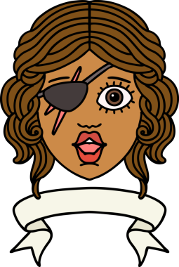 Retro Dövme Tarzı İnsan Rogue karakteri Bir insan tarafından çizilmiş pankartıyla