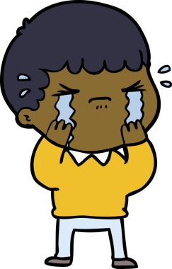 Bir insan tarafından çizilmiş ağlayan çizgi film adamı.