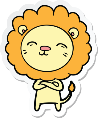 Bir insan tarafından çizilmiş karikatür aslanının çıkartması.