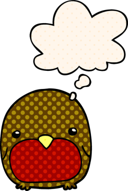 Çizgi roman tarzında bir insan tarafından çizilmiş düşünce baloncuğu olan sevimli penguen.