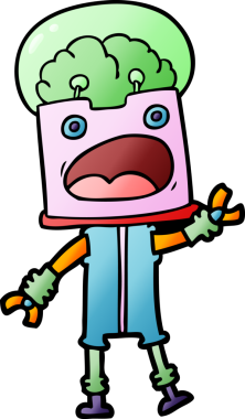 Bir insan tarafından çizilmiş çizgi film robotu