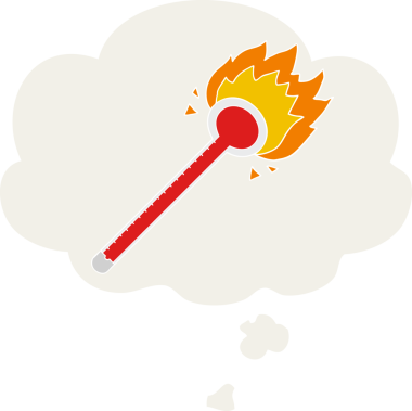 insan tarafından çizilmiş düşünce baloncuklu karikatür termometresi