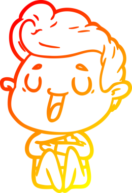 Bir insan tarafından çizilmiş mutlu bir çizgi film karakteri çizimi.