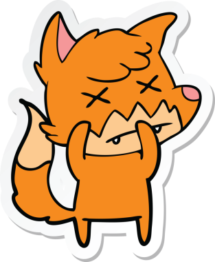 Bir insan tarafından çizilmiş ölü tilki etiketi.