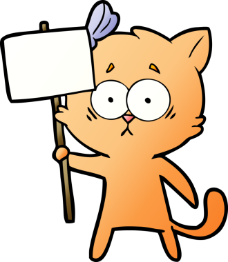 Bir insan tarafından çizilmiş çizgi film kedisi.