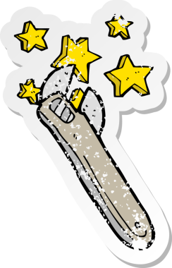 Bir insan tarafından çizilmiş ayarlanabilir bir çizgi filmin gerilimli etiketi.