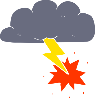 Bir insan tarafından çizilen gök gürültüsü bulutunun düz renk çizimi