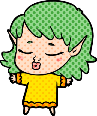 Bir insan tarafından çizilmiş güzel elf kızı.