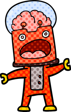 Bir insan tarafından çizilmiş çizgi film robotu