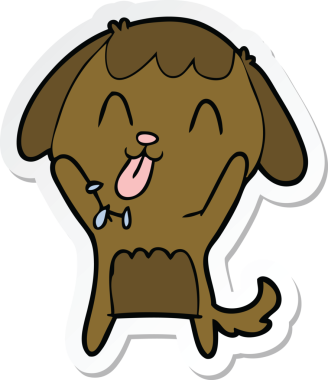 Bir insan tarafından çizilmiş şirin bir köpeğin çıkartması.