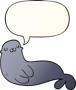 Bir insan tarafından çizilmiş yumuşak eğimli konuşma baloncuklu şirin karikatür mührü.