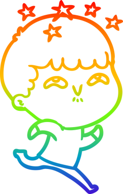 gökkuşağının gradyan çizimi bir çizgi film karakteri tarafından çizilmiş.