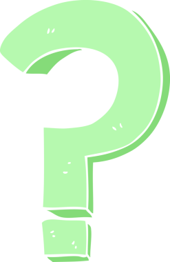 Bir insan tarafından çizilen soru işaretinin düz renk çizimi