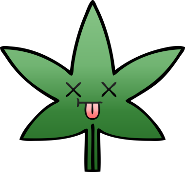 Bir insan tarafından çizilmiş marihuana yaprağının gölgeli çizgi filmi.