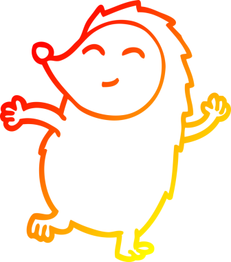 Bir insan tarafından çizilen mutlu kirpinin sıcak çizgi çizimi