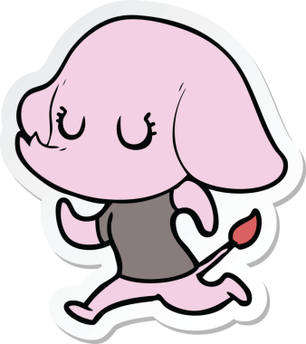 Bir insan tarafından çizilmiş şirin bir fil çıkartması.