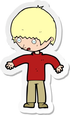 Bir insan tarafından çizilmiş, kafası karışmış bir çocuğun çıkartması.