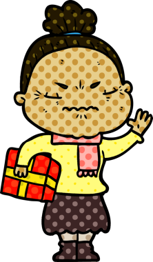 Çizgi film bir insan tarafından çizilmiş yaşlı bir kadın tarafından rahatsız edildi.