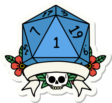 Bir insan tarafından çizilmiş doğal bir d20 zar etiketi.