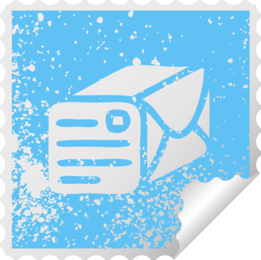 Bir insan tarafından çizilmiş bir kağıt paketinin kare soyma etiketi.