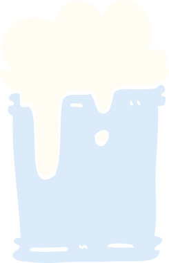 Bir insan tarafından çizilmiş düz renkli karikatür köpüklü içecek.