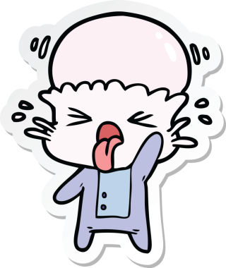 Bir insan tarafından çizilmiş iğrenç bir çizgi film uzaylısının çıkartması.