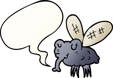 bir insan tarafından çizilmiş yumuşak eğimli konuşma baloncuğu ile çizgi film sineği