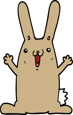 Bir insan tarafından çizilmiş çizgi film tavşanı