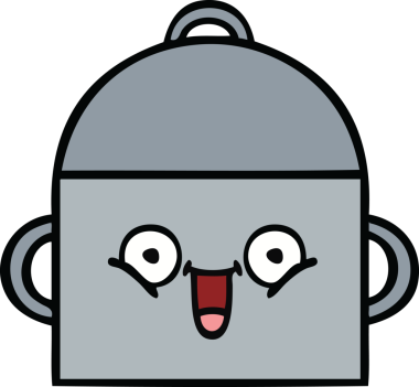 Bir insan tarafından çizilmiş güzel bir yemek tenceresi karikatürü.