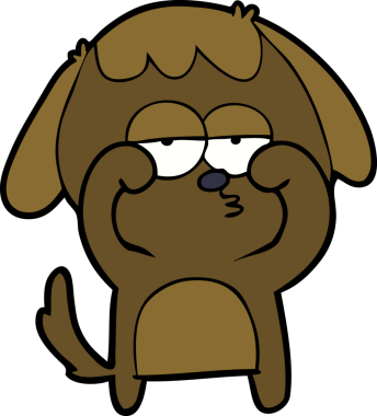 Bir insan tarafından çizilmiş yorgun bir köpek.