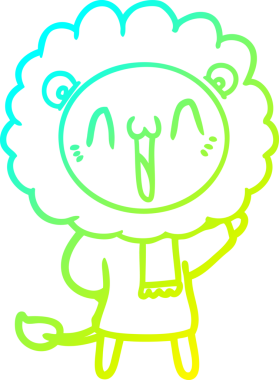 Bir insan tarafından çizilmiş mutlu çizgi film aslanı çizimi.