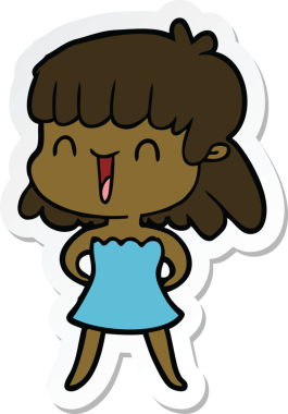 Bir insan tarafından çizilmiş bir karikatür kadının çıkartması.