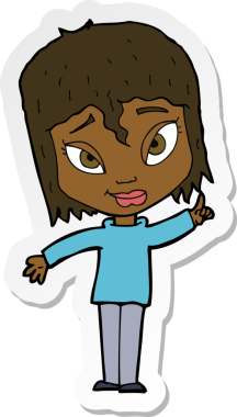 Bir insan tarafından çizilmiş fikri olan bir karikatür kadının çıkartması.