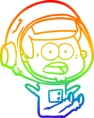 gökkuşağı gradyan çizgi çizimi bir insan tarafından çizilmiş astronot şaşırttı