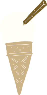 Bir insan tarafından çizilmiş düz renkli çizgi film dondurması.