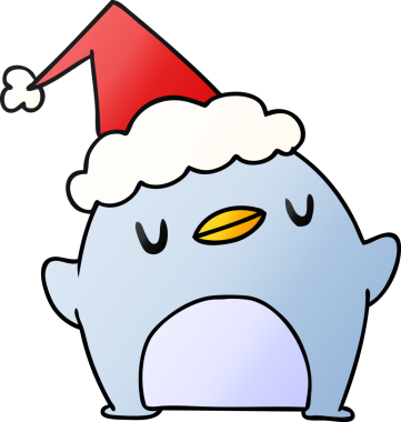 Bir insan tarafından çizilmiş Kawaii pengueninin el çizimi gradyanı.